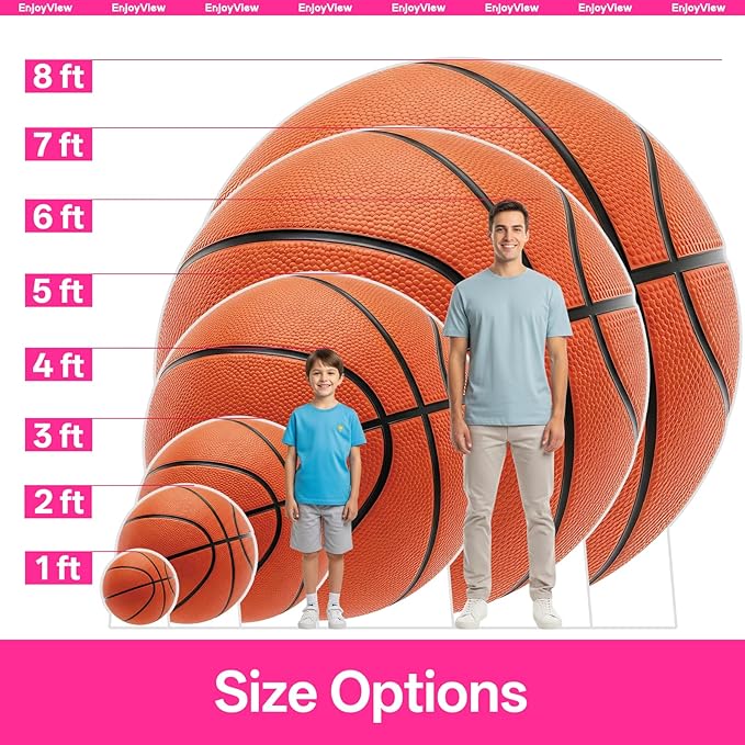 Basketball Cardboard Cutout, 6FT Life Size Cutouts Decor for Sports Themed Party Backdrop, Photo Booth Props, Birthday Table Centerpieces, Basketball Game Stand Up Display