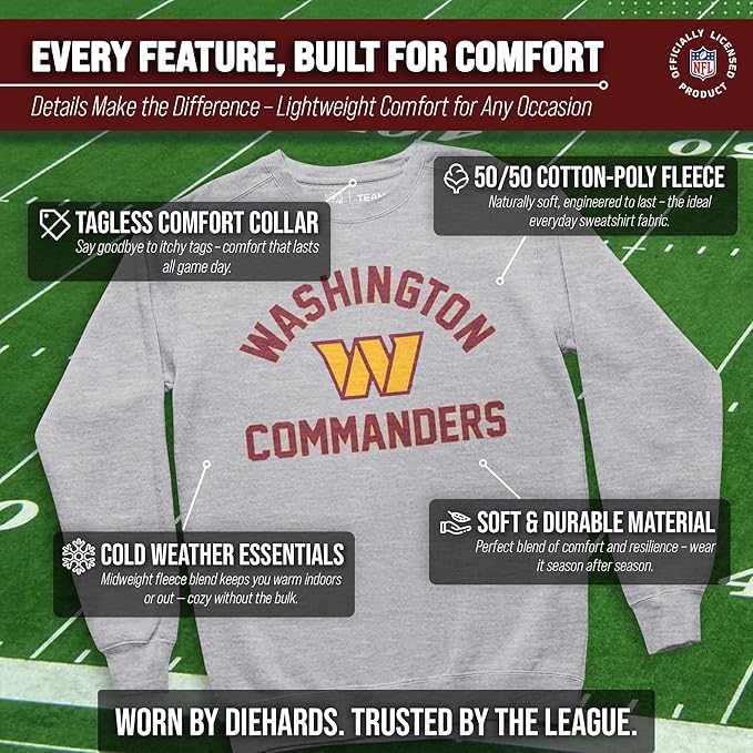 Team Fan Apparel NFL Adult Gameday Football Crewneck Sweatshirt - Cotton Blend - Stay warm, comfortable & stylish on game day