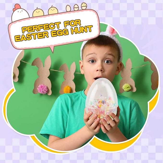 30 Pack 6 Inch Large Clear Easter Eggs Plastic Transparent Easter Eggs Empty Jumbo Surprise Eggs Fillable for Easter Theme Party Favor