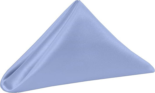 Ultimate Textile Periwinkle Bridal Satin Wedding Napkins 17" x 17" (Set of 120) - Cloth Napkins Bulk Set, Wrinkle & Stain Resistant Polyester for Events