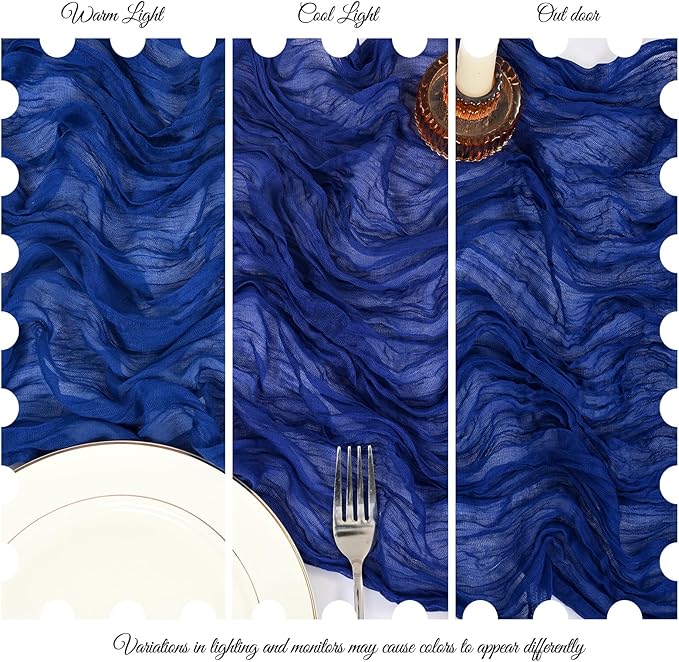 25 Pack Royal Blue Cheesecloth Table Runner 17 x 108 Inch Fall Thanksgiving Boho Rustic Farmhouse Gauze Cheese Cloth Runner for Wedding Party Baby Shower Home Decor Holiday Decorations