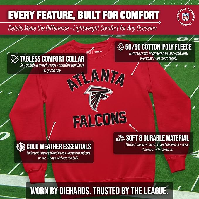Team Fan Apparel NFL Adult Gameday Football Crewneck Sweatshirt - Cotton Blend - Stay warm, comfortable & stylish on game day