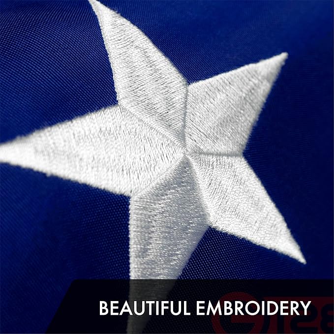 G128 American USA Flag | 8x12 Ft | ToughWeave Series Embroidered 300D Polyester | Country Flag, Embroidered Stars, Sewn Stripes, Indoor/Outdoor, Brass Grommets