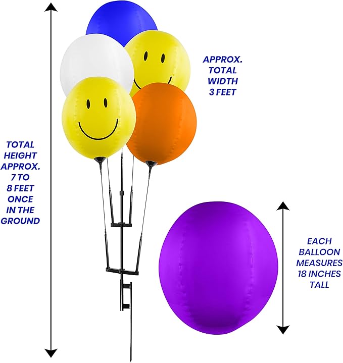 Reusable Balloon Cluster Kit w/ Ground Spike - Red / White / Blue