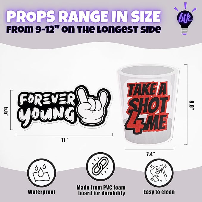 (Wedding Pack) Elevate Your PhotoBooth Experience with Durable & Waterproof Props - Perfect for Weddings, Birthdays, & Photo Booth Businesses - PVC Foamboard Adult Party Photo Props