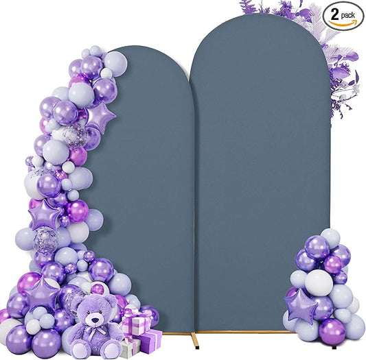 Wedding Arch Cover Spandex Arch Backdrop Cover 7.2FT,6FT Set of 2 Arch Stand Cover Arch Covers Stretchy Backdrop for Wedding Birthday Party Decoration Baby Shower Banquet (Dusty Blue)