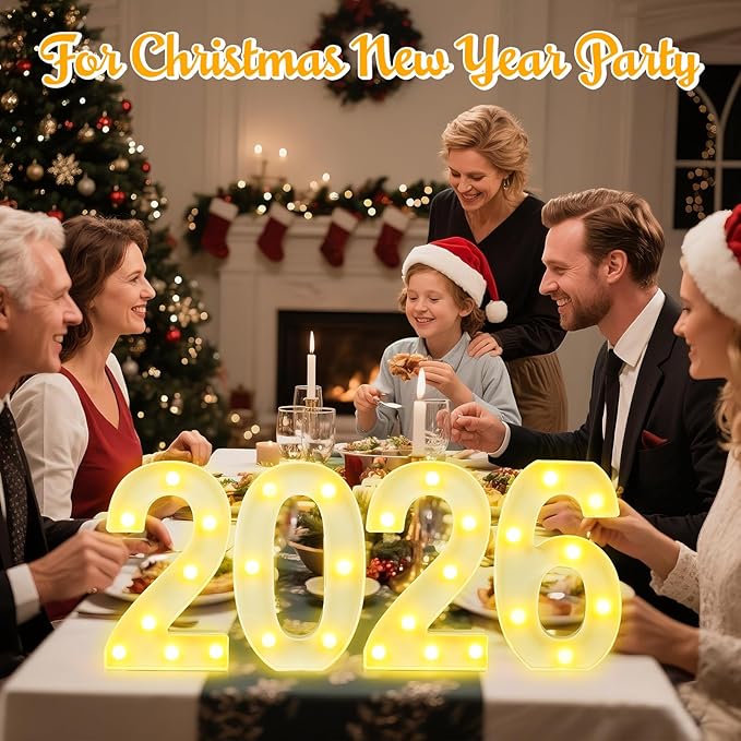 Light Up Numbers 2026, Light Up Numbers for Xmas New Year Decorations Class of 2026 High School Party Graduation Decorations,Lighted Number Sign for 2nd, 20th, 22nd, 26th, 60th, 62th Birthday Decorations (8.58IN-Warm White)