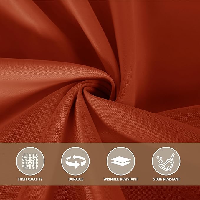 sancua Thanksgiving Round Tablecloth 120 Inch Diameter, 8 Pack Rust Circle Polyester Fabric Fall Table Cloth for Holiday Party Reception Washable Burnt Orange Table Cover (Fit 48-96 Inch Tables)