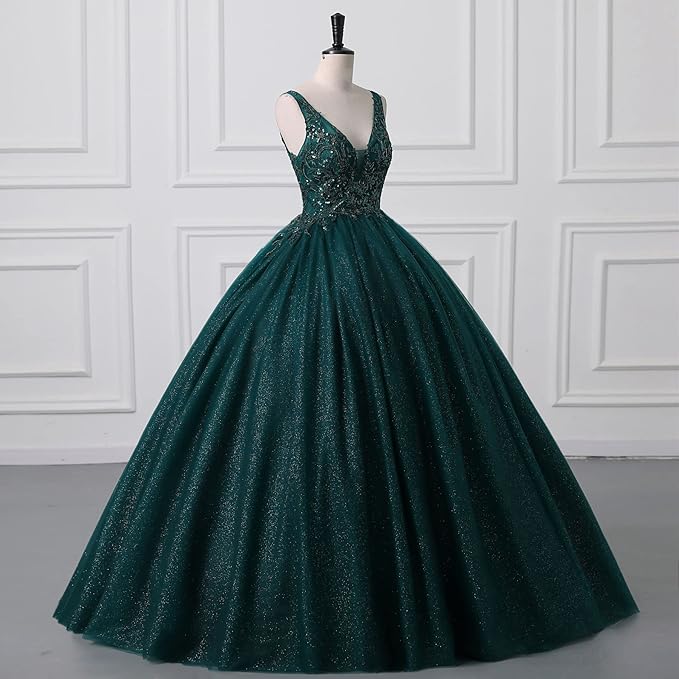 Engerla Women's Beading Sweetheart Ball Gown Tulle Layed Long Quinceanera Dress