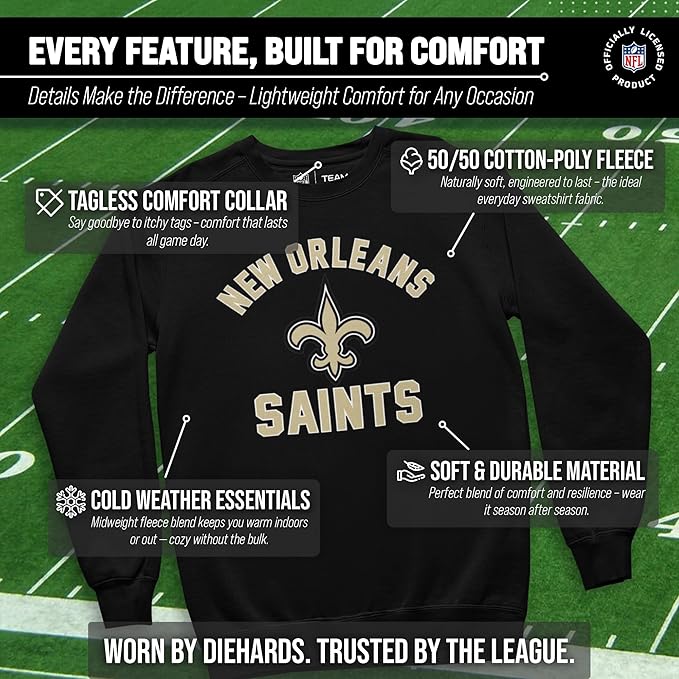 Team Fan Apparel NFL Adult Gameday Football Crewneck Sweatshirt - Cotton Blend - Stay warm, comfortable & stylish on game day