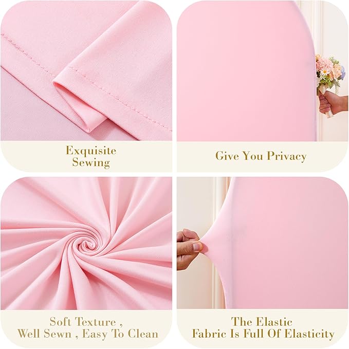 Pink Photo Arch Backdrop Cover Set of 2 for Baby Shower Party 7.2ft and 6ft Arch Covers Stretchy Backdrop Spandex Arch Stand Covers for Girls Birthday Wedding Bridal Shower Background Decorations