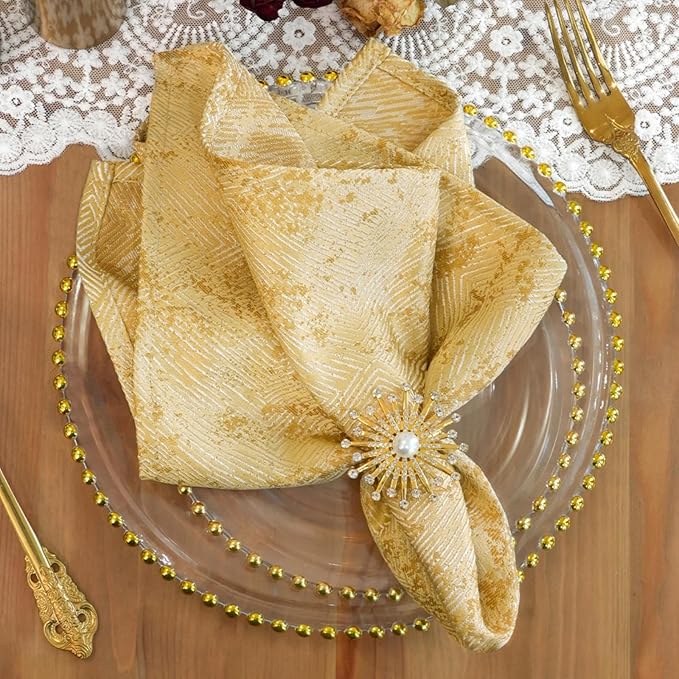 Dinner Cloth Napkins Set of 12, Cotton Polyester Blend Premium Quality, Washable, Soft, Reusable Gold Napkins for Wedding, Parties, Thanksgiving, Everyday Use - Gold
