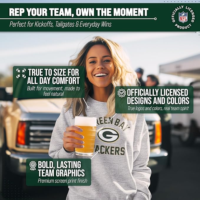 Team Fan Apparel NFL Adult Gameday Football Crewneck Sweatshirt - Cotton Blend - Stay warm, comfortable & stylish on game day