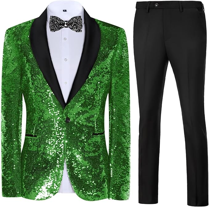 High-End Suits Sequins Men Tuxedo Sparkly Shawl Lapel Homecoming Suit Glitter 2 Pieces Party Prom Festival Blazer Pants