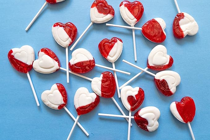 Heart Lollipops by Candy Creek, Bulk 5 lb. Carton, Strawberry Cream Valentine’s Candy- nut free