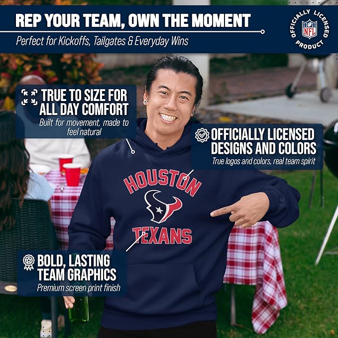 Team Fan Apparel NFL Adult Gameday Hooded Sweatshirt - Poly Fleece Cotton Blend - Stay Warm and Represent Your Team in Style