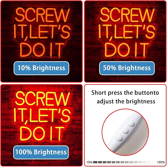 NOSUN Screw It Lets Do It LED Neon Signs for Wall Decor with Dimmable Red Light for Bedroom Light Up Sign for Home Dorm Wall Wedding Party Bar Room Neon Let's Do It Wall Decor