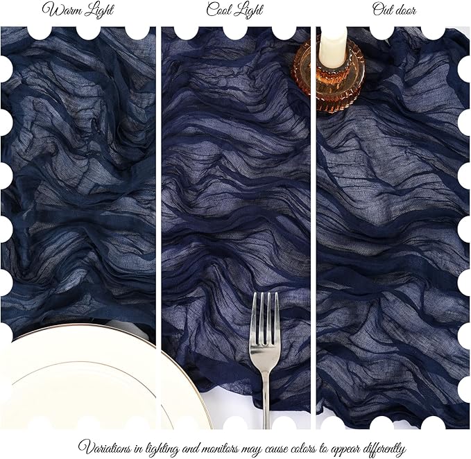 15 Pack Navy Blue Cheesecloth Table Runner 17 x 108 Inch Fall Thanksgiving Boho Rustic Farmhouse Gauze Cheese Cloth Runner for Wedding Party Baby Shower Home Decor Holiday Decorations
