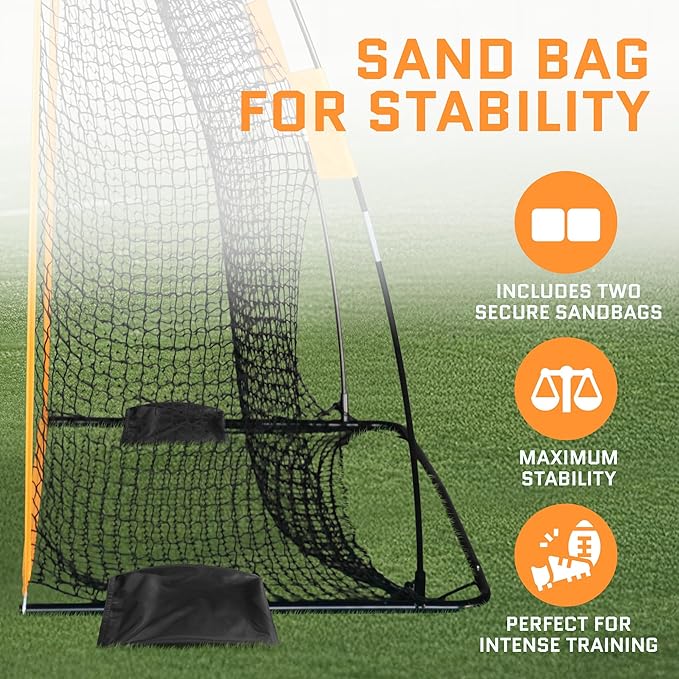 Football Net (7x4 ft) for Field Goals, Portable Football Kicking Net for Throwing with Target Zone Attachment, Field Goal Kicking Cage Nets for Practice [Sand Bag, Ball, Pump, Tee, Carry Bag Included]