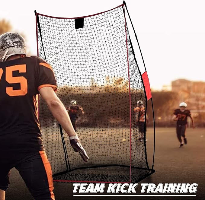 Football Kicking Cage Net - Heavy Duty Portable Training Net with Steel Frame for Backyard Indoor Outdoor Field Goal Training & Punting Passing Kicking Practice - Kids & Adults Use