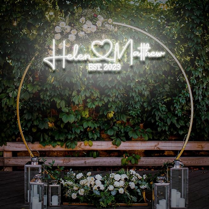 Custom Wedding LED Neon Sign with Date, Personalized Couple Names with Heart Neon Light Up Sign Customizable for Home Wedding Engagement Party Backdrop Wall Décor