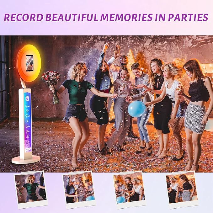 JIYANG Photo Booth Machine Compatible with Any Ipad,ChackTok PhotoBooth VIP Member,Free Custom Logo,Software APP Control Ring Light,Perfect for Wedding,Parties and Birthday(White)