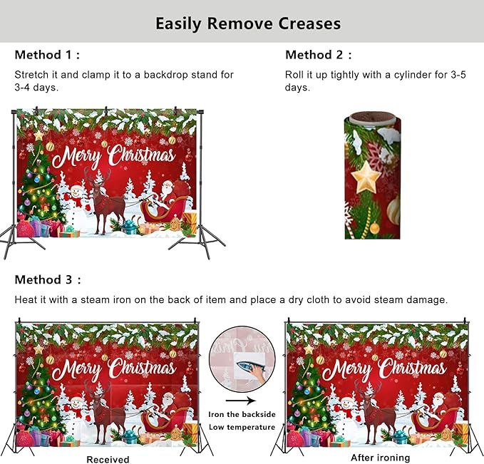 YongFoto Merry Christmas Backdrop 9x6ft Snowman Christmas Tree Santa Clause Elk Photography Background Happy New Year Xmas Eve Family Party Banner Room Decorations Photoshoot Wallpaper Photo Booth