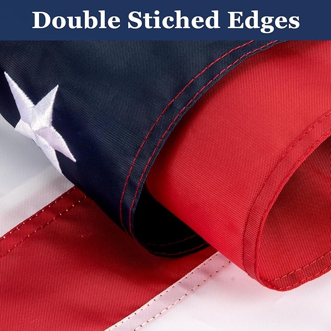 American Flags for Outside 8x12 Ft; American Flags 8x12 Outdoor Heavy Duty. Durable 250D Polyester US flags with Premium Embroidered Stars, Sewn Stripes, Brass Grommets, and Vibrant Colors.