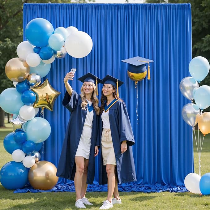 40ft×10ft Wrinkle Free Royal Blue Backdrop Curtain for Parties, 8 Panels 5×10ft Soft Sliky Polyester Blue Photo Backdrop Drapes for Boss Baby Birthday Party Wedding Photography Background
