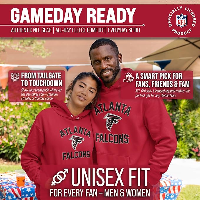 Team Fan Apparel NFL Adult Gameday Hooded Sweatshirt - Poly Fleece Cotton Blend - Stay Warm and Represent Your Team in Style