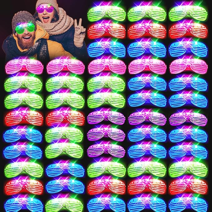 150PCS LED Glasses, Light Up Glasses, 5 Colors, 3 Light Modes, Glow in The Dark Party Supplies, Neon Party Favors for Birthday Gifts, Party Decorations, New Year, Carnival