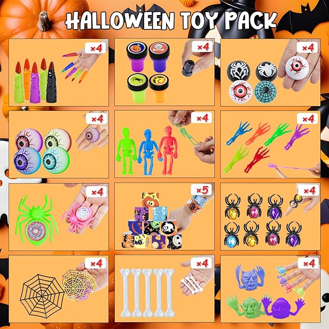 650Pcs Halloween Party Favors for Kids, Bulk Fidget Toys for Party Supplies, Halloween Treats Non Candy School Classroom Carnival Prizes, Treasure Box Toy Chest, Halloween Gifts, Goodie Bag Stuffers