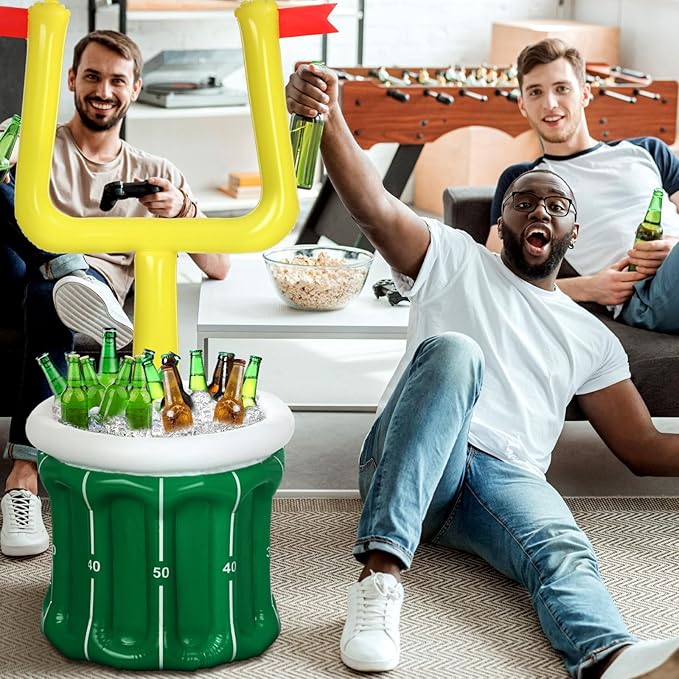 Bencailor 2 Pcs Inflatable Football Cooler for Parties Blow up Drink Rugby Cooler Party Decorations Football Party Supplies Inflatable Ice Bucket for Game Day Picnic Beer