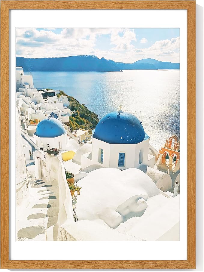 Axeman 16x22 Picture frame with mat for 14x18, Tempered Glass and Hanging Hardware Included Natural Teak Home Decor Art Hanging Frame, Natural Teak