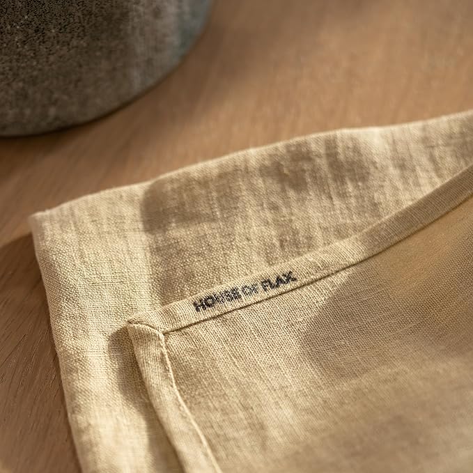 Linen Dinner Napkins 18 x 18 Inch - 100% Flax Linen Napkins - Stone Washed Pure Linen Cloth Napkins (Royal Cream, 18" x 18"(Set of 4))