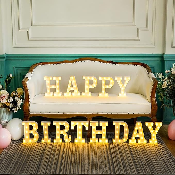 Brightdeco 155 Bulbs Happy Birthday LED Marquee Light Up Letters Sign (Large Size)