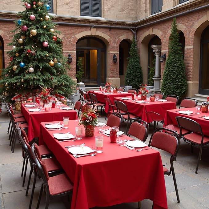 sancua Red Tablecloths for 8 Foot Rectangle Tables, 8 Pack - Washable Polyester Fabric Table Cloth for Wedding Party, Birthday, Banquet Reception, 60x120 Inch