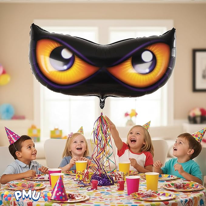 PMU 10 Pc Halloween Party Decoration Accessory 40 Inch Spooky Eyes Design Mylar-Foil Balloon