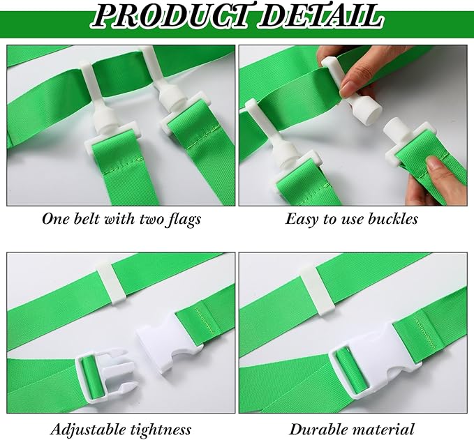 Peryiter 2/12/24/36 Player Flag Football Belt, Adjustable Football Belts and Flags for Kids Youth Adult Sport Team Training