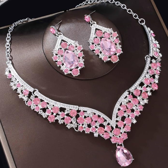 Kamirola Tiaras and Crowns for Women,Tiaras Earrings Necklace, Crystal Bridal Jewelry Set, Costume Party Halloween Prom Pageant Jewelry for Women TR80