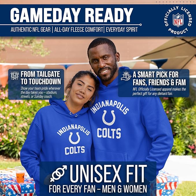Team Fan Apparel NFL Adult Gameday Hooded Sweatshirt - Poly Fleece Cotton Blend - Stay Warm and Represent Your Team in Style