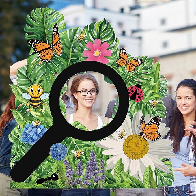 Teling 4.9 x 3.9 ft VBS Flowers Arch Cardboard Cutout Stand-up Vacation Bible School Supplies Cartoon Forest Photography Backdrop for Baby Shower Birthday Party Decor Photo Props