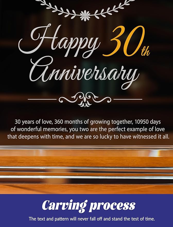 30th Wedding Anniversary Crystal Quartz Clock,30 Years of Marriage Gift,Happy Pearl Anniversary Decoration Gift,for Parents,Grandparents,Couple