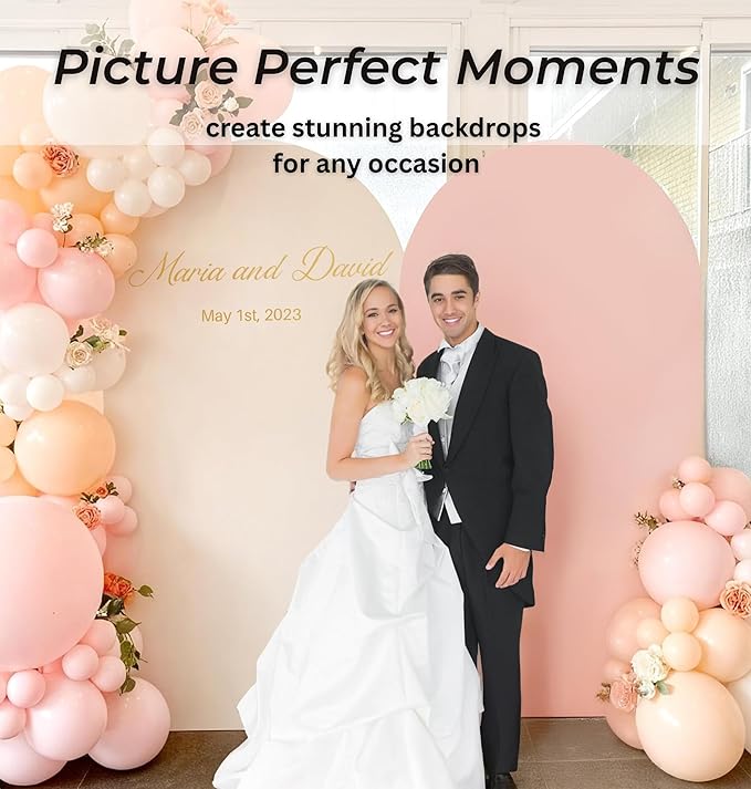 7.2 FT Wedding Arch Backdrop Stand and Cover Set | Metal Backdrop Arch Stand, Balloon Stand, Water Bags | Party, Bridal Show, Birthday, Baby Shower Decorations (White Cover)