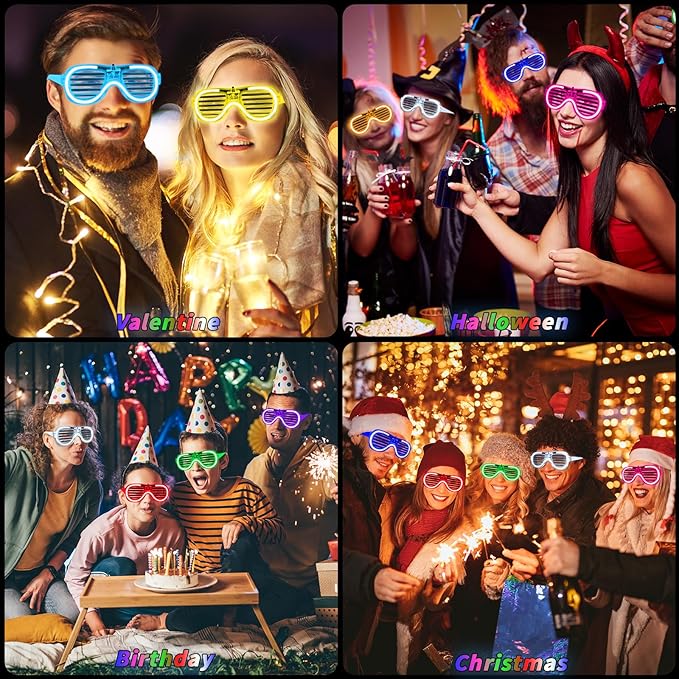80 Pack LED Glasses, Light Up Glasses, 10 Neon Color Party Supplies for Kids Adult, Shutter Shades Light up Glasses, Glow Sticks Sunglasses Party Favors Birthday Christmas Carnival Party Glow Toys