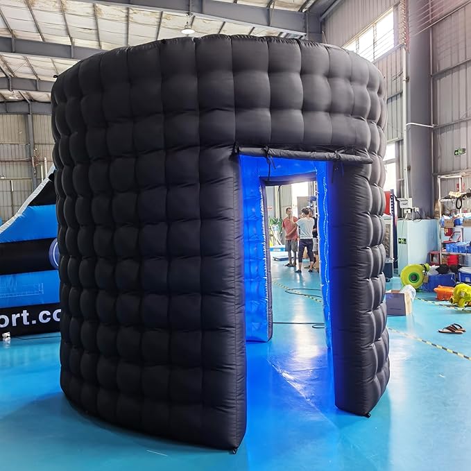 SAYOK 10ft Diameter Round Inflatable LED 360 Photo Booth Enclosure with LED Lights & Blower, 360 Photo Booth Backdrop for Wedding, Party, Birthday, Exhibition