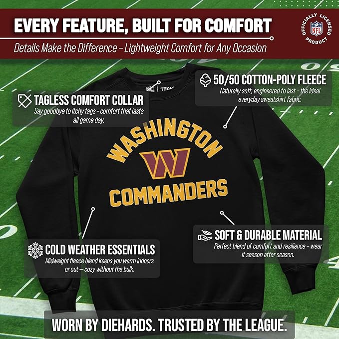 Team Fan Apparel NFL Adult Gameday Football Crewneck Sweatshirt - Cotton Blend - Stay warm, comfortable & stylish on game day
