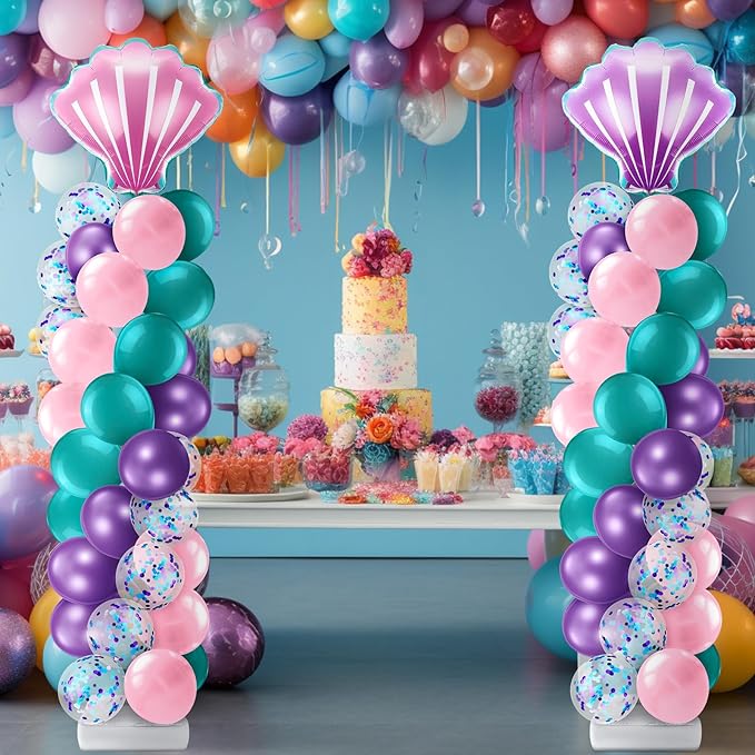 Kasyat 2 Set Mermaid Balloon Column Stand Kit Adjustable Mermaid Balloon arch kit for Wedding Baby Shower Birthday Party decoration Supplies