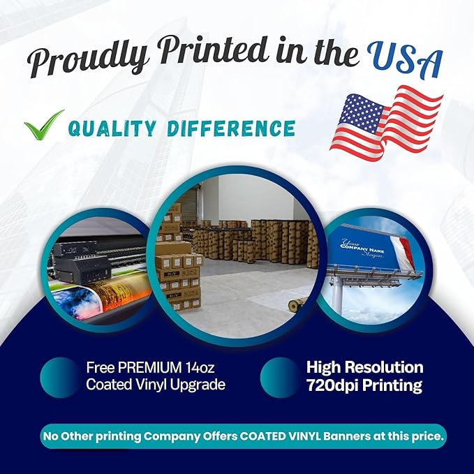 Custom Vinyl Banner, 14oz Premium Coated Vinyl, Full Color, indoor/outdoor Heavy Duty Sign, Design Online or Print Your Design file. 1 Sided (8 X 4 ft (H X W))