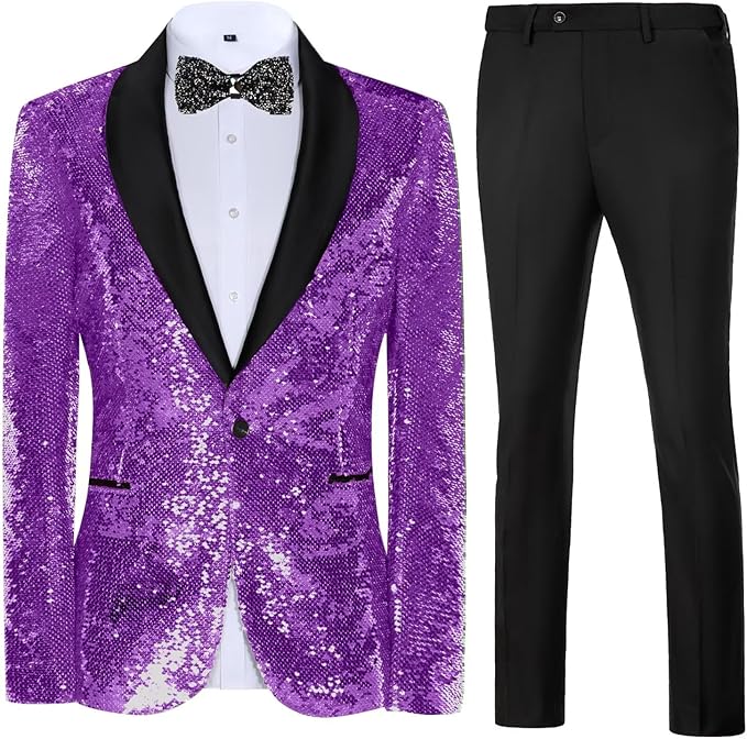 High-End Suits Sequins Men Tuxedo Sparkly Shawl Lapel Homecoming Suit Glitter 2 Pieces Party Prom Festival Blazer Pants